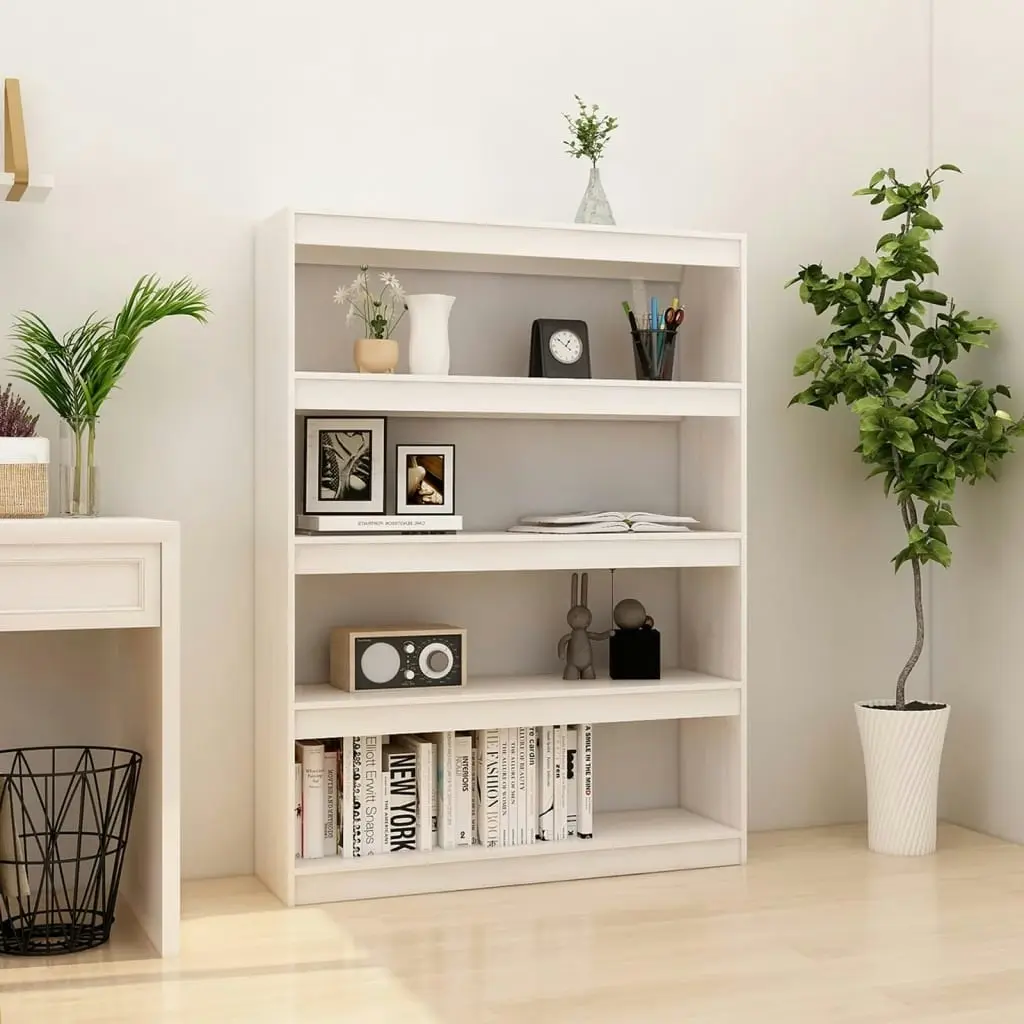 Book Cabinet/Room Divider White 100x30x135.5 cm Solid Pinewood 808219