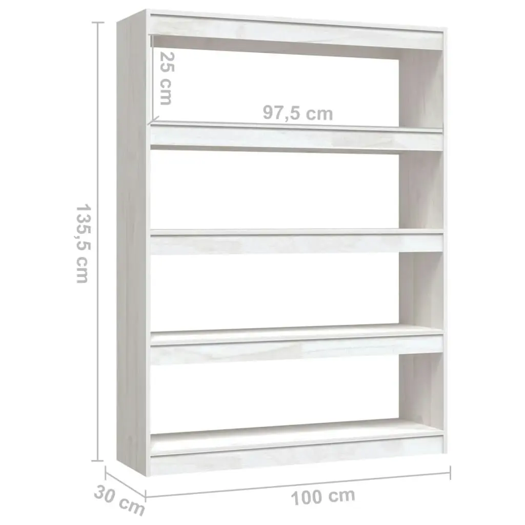 Book Cabinet/Room Divider White 100x30x135.5 cm Solid Pinewood 808219