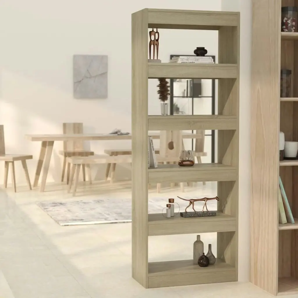 Book Cabinet/Room Divider Sonoma Oak 60x30x166 cm Engineered Wood 811676