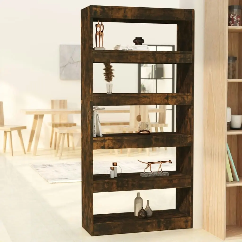 Book Cabinet/Room Divider Smoked Oak 80x30x166 cm Engineered Wood 813623