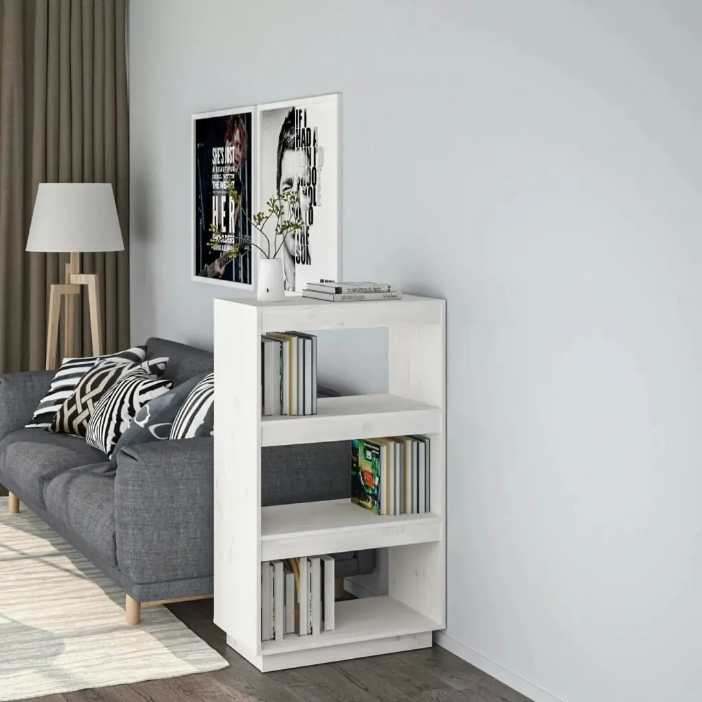 Book Cabinet/Room Divider White 60x35x103 cm Solid Wood Pine 810865