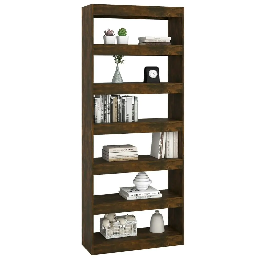 Book Cabinet/Room Divider Smoked Oak 80x30x198 cm Engineered Wood 813626