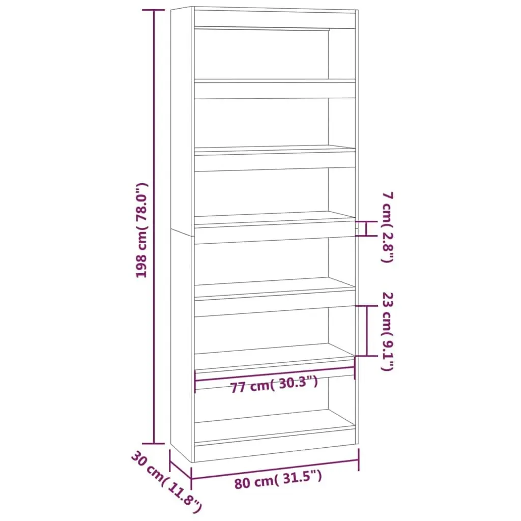 Book Cabinet/Room Divider Smoked Oak 80x30x198 cm Engineered Wood 813626