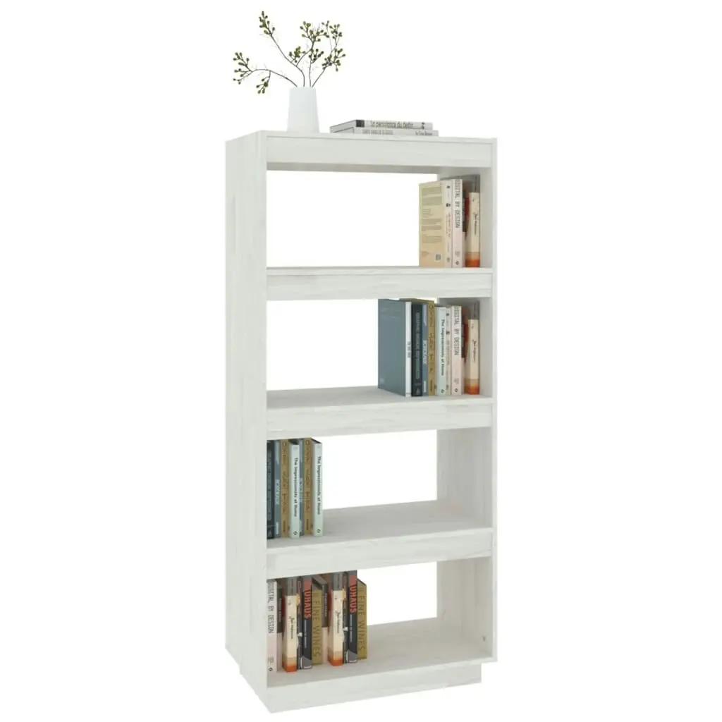 Book Cabinet/Room Divider White 60x35x135 cm Solid Pinewood 810870