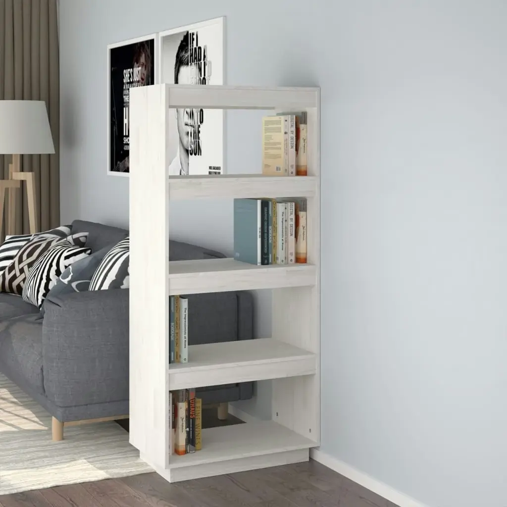 Book Cabinet/Room Divider White 60x35x135 cm Solid Pinewood 810870