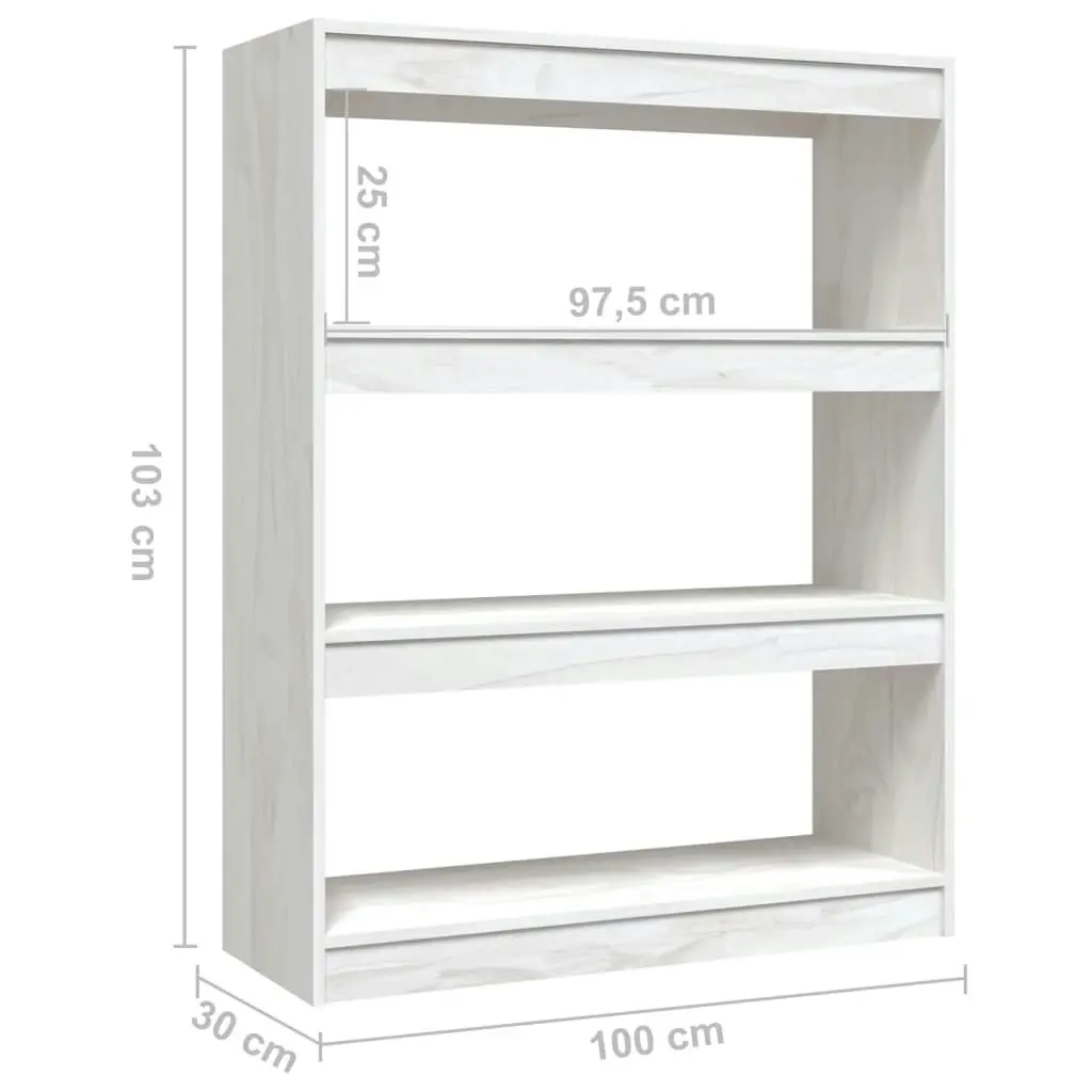 Book Cabinet/Room Divider White 100x30x103 cm Solid Pinewood 808214