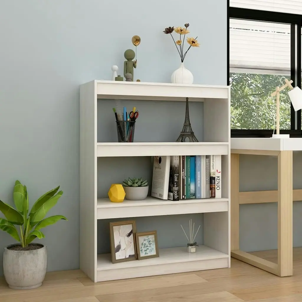 Book Cabinet/Room Divider White 100x30x103 cm Solid Pinewood 808214