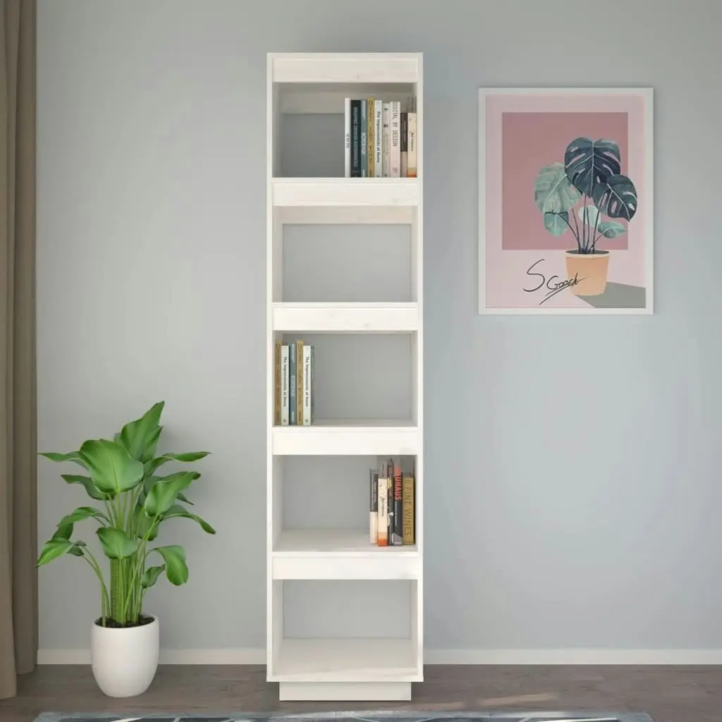 Book Cabinet/Room Divider White 40x35x167 cm Solid Wood Pine 810855