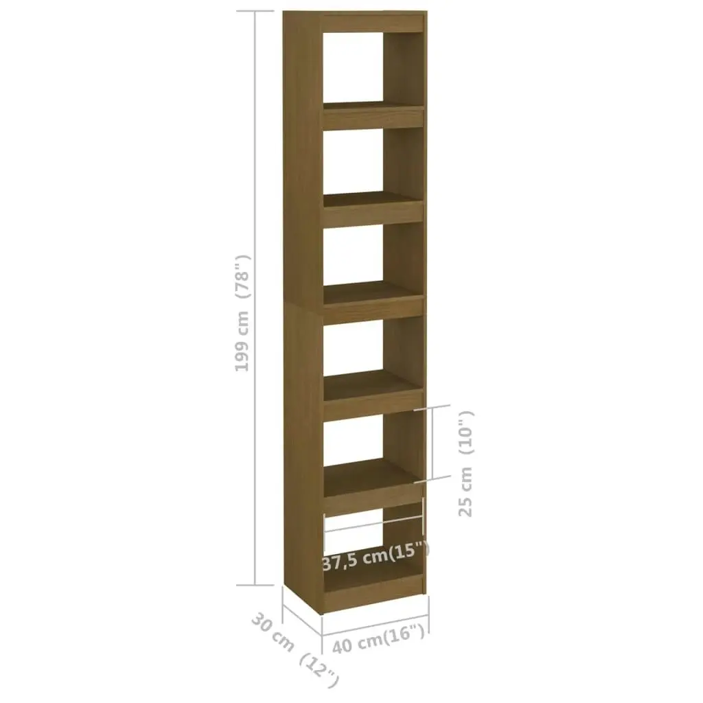 Book Cabinet/Room Divider Honey Brown Solid Pinewood 808156