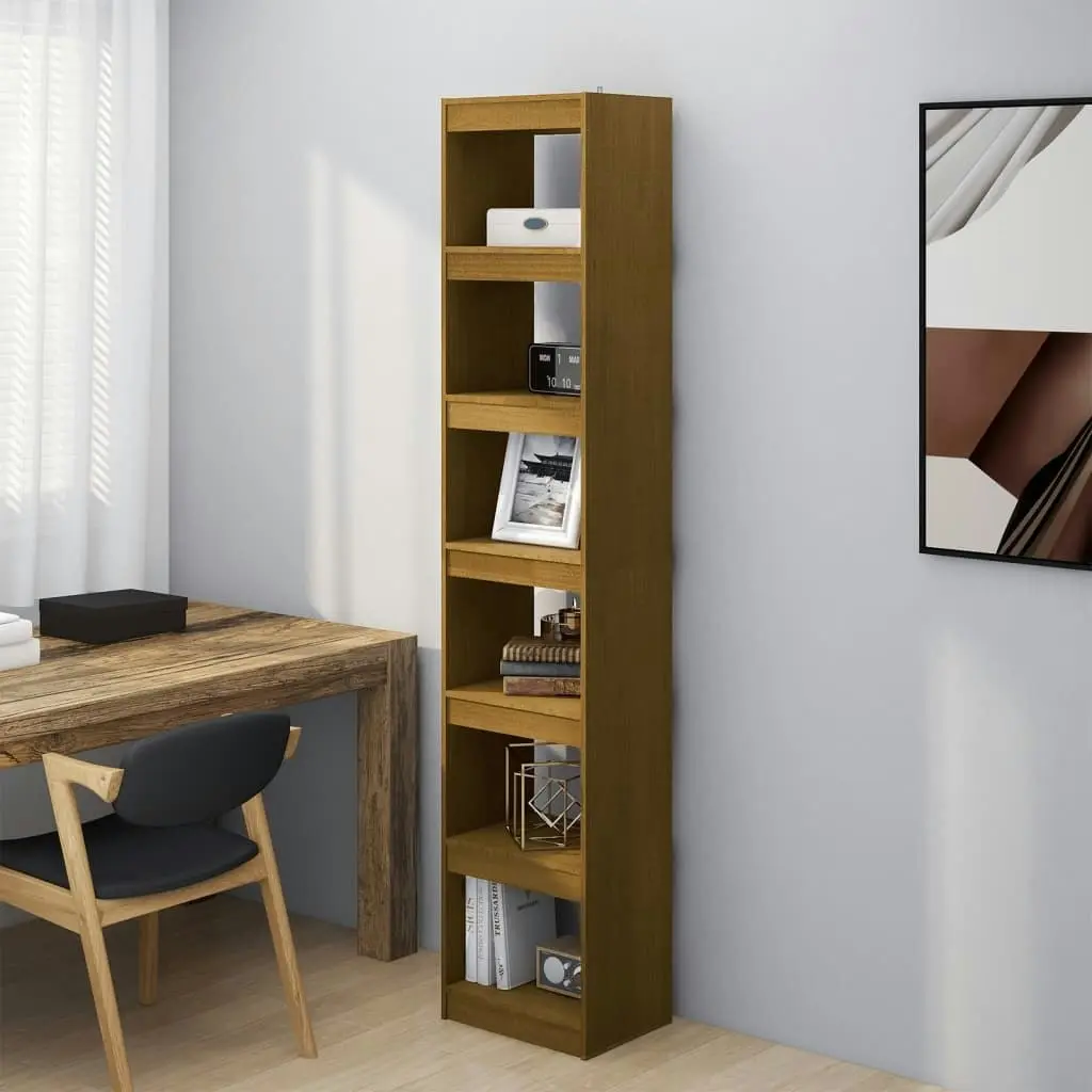 Book Cabinet/Room Divider Honey Brown Solid Pinewood 808156