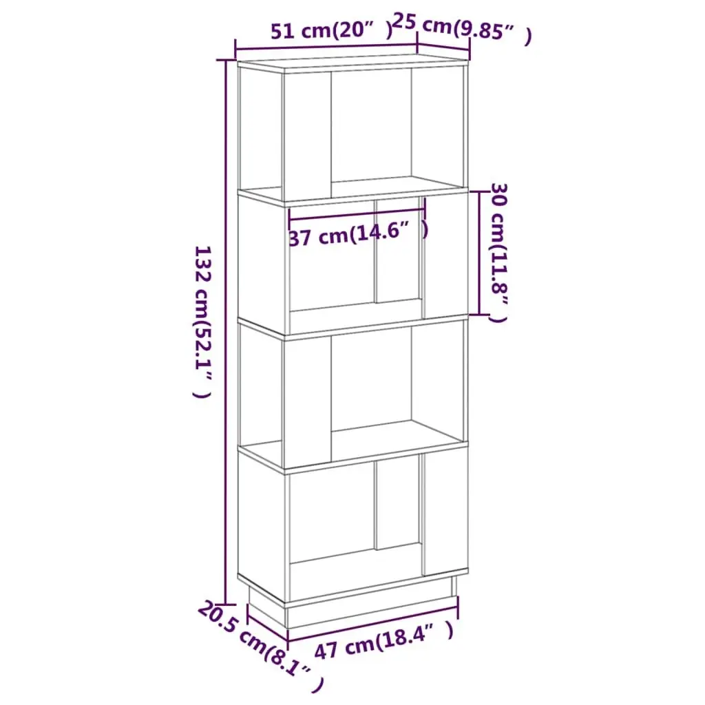 Book Cabinet/Room Divider White 51x25x132 cm Solid Wood Pine 814040