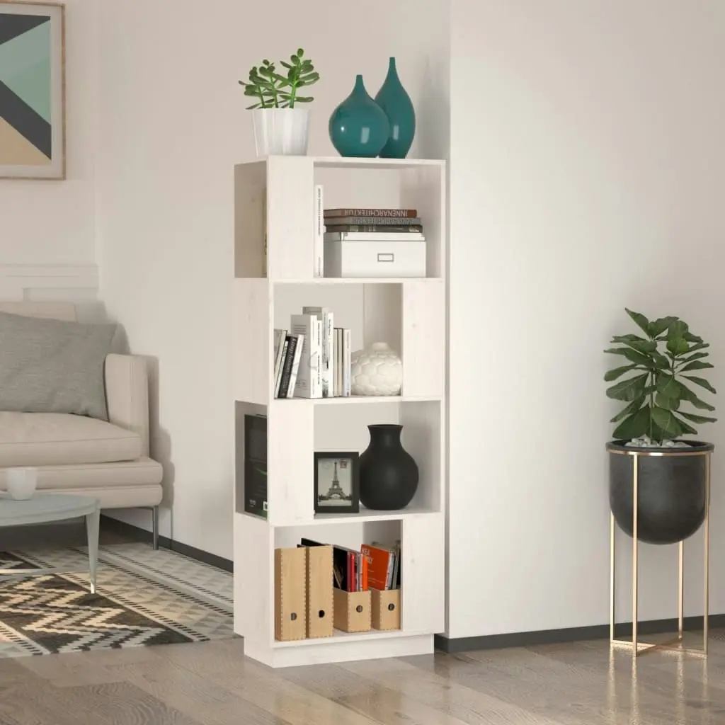 Book Cabinet/Room Divider White 51x25x132 cm Solid Wood Pine 814040