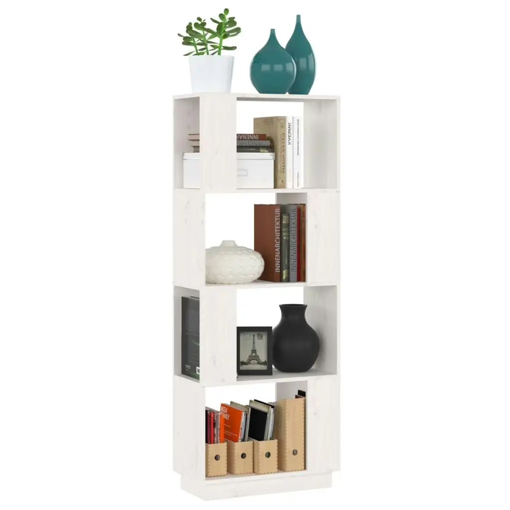 Book Cabinet/Room Divider White 51x25x132 cm Solid Wood Pine 814040