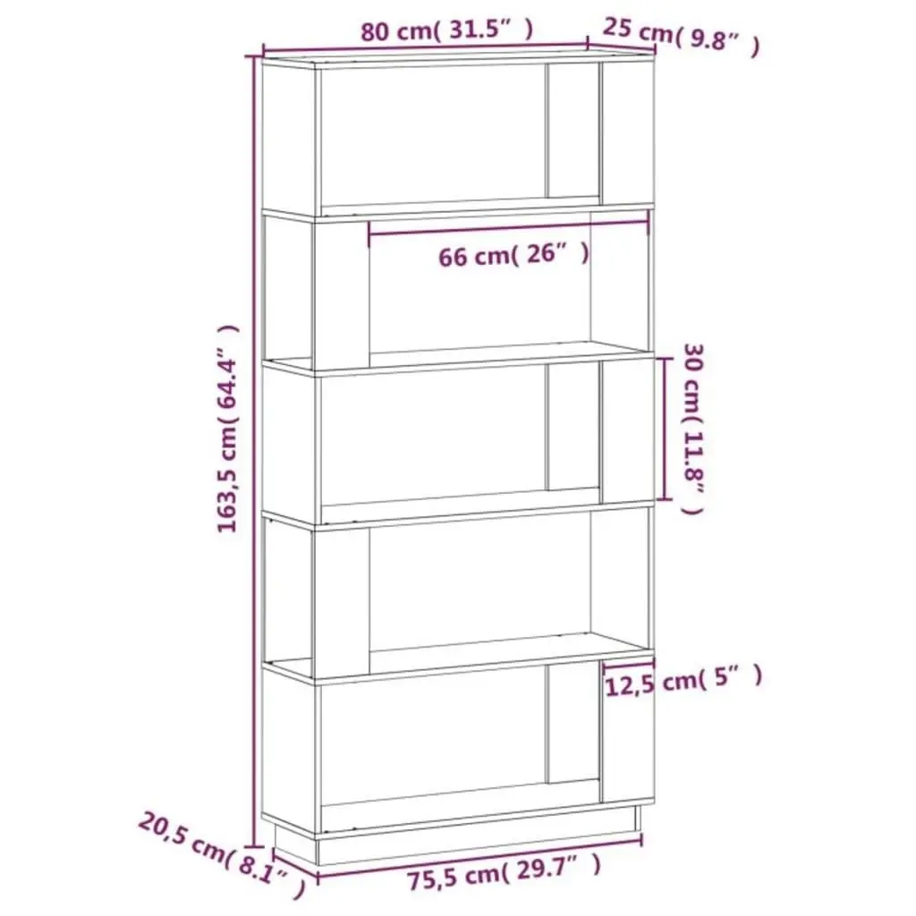 Book Cabinet/Room Divider White 80x25x163.5 cm Solid Wood Pine 814065