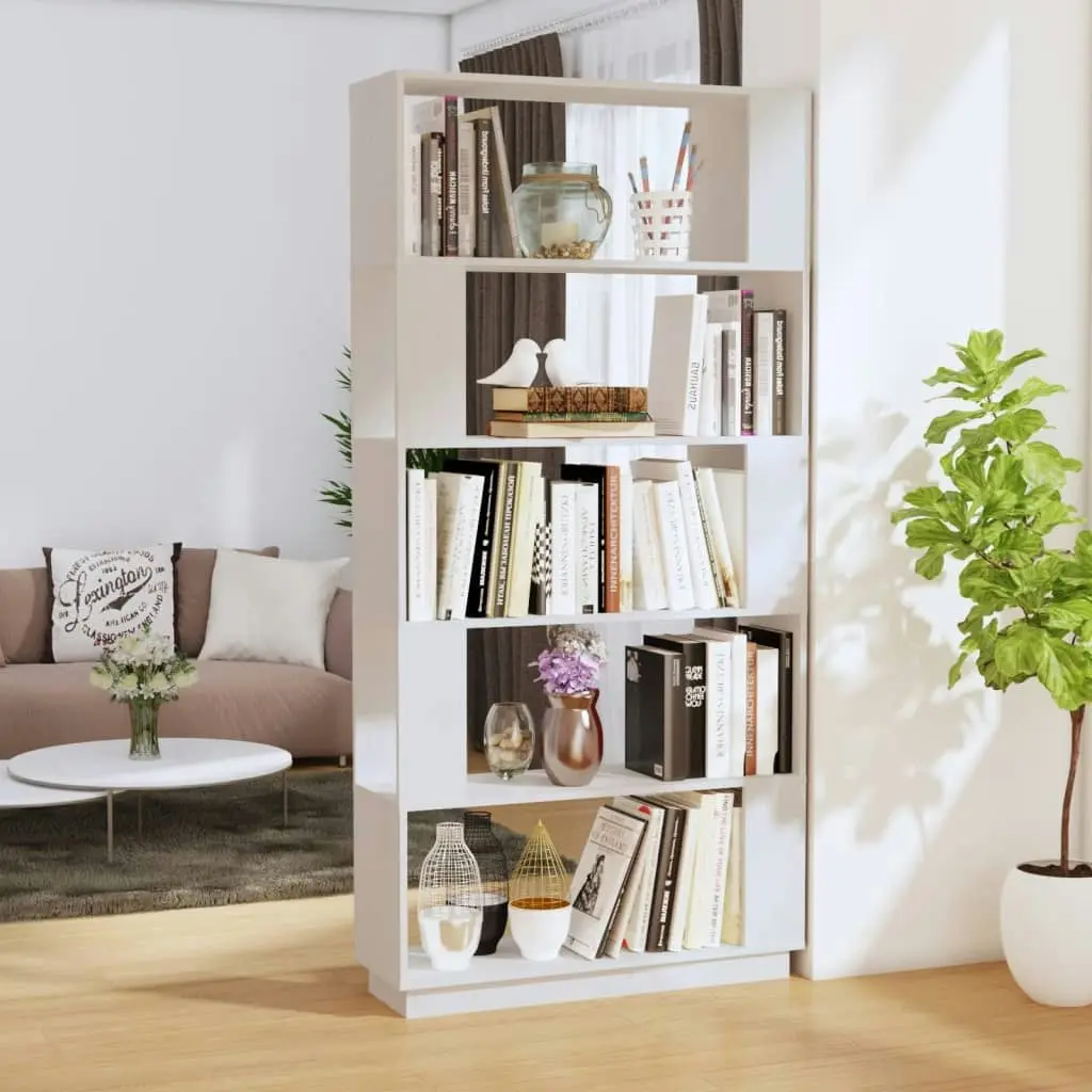 Book Cabinet/Room Divider White 80x25x163.5 cm Solid Wood Pine 814065