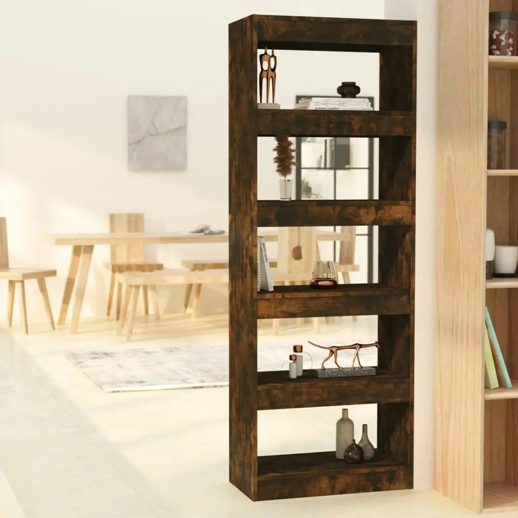 Book Cabinet/Room Divider Smoked Oak 60x30x166 cm Engineered Wood 813608