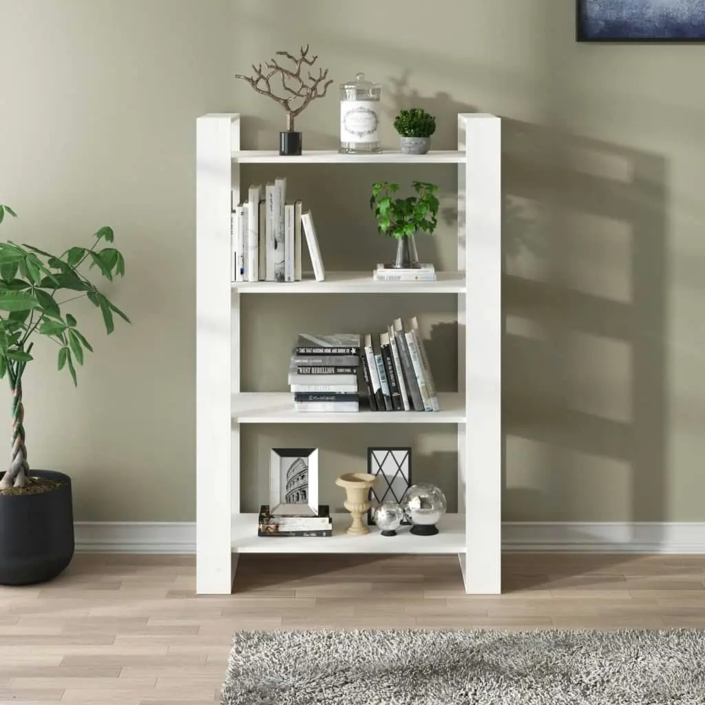 Book Cabinet/Room Divider White 80x35x125 cm Solid Wood Pine 813905