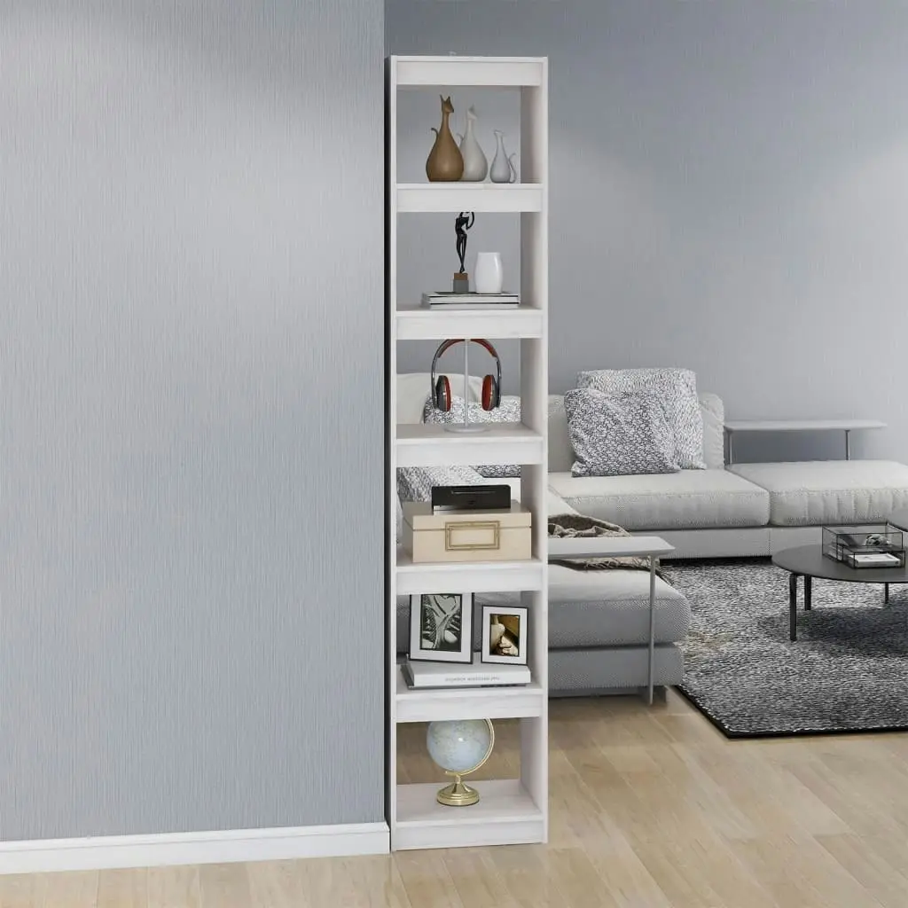 Book Cabinet/Room Divider White 40x30x199 cm Solid Pinewood 808154