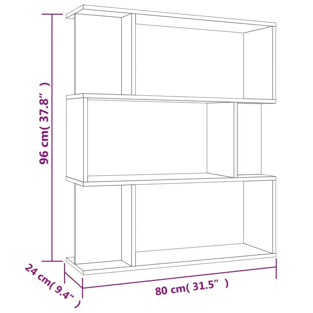 Book Cabinet/Room Divider Sonoma Oak 80x24x96 cm Engineered Wood 800084