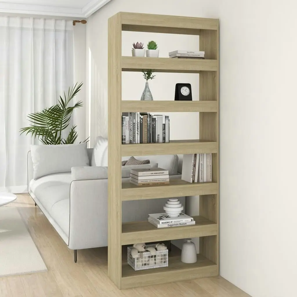 Book Cabinet/Room Divider Sonoma Oak 80x30x198 cm Engineered Wood 811730