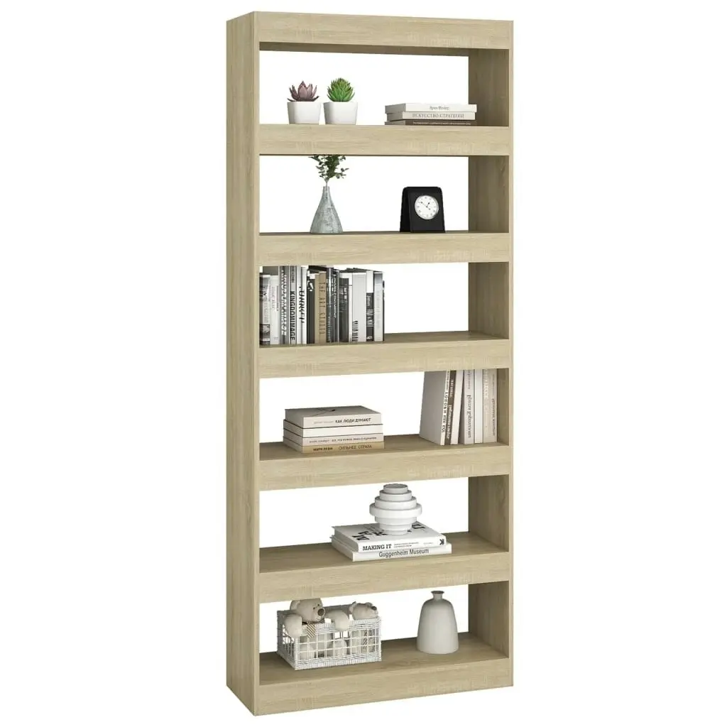 Book Cabinet/Room Divider Sonoma Oak 80x30x198 cm Engineered Wood 811730