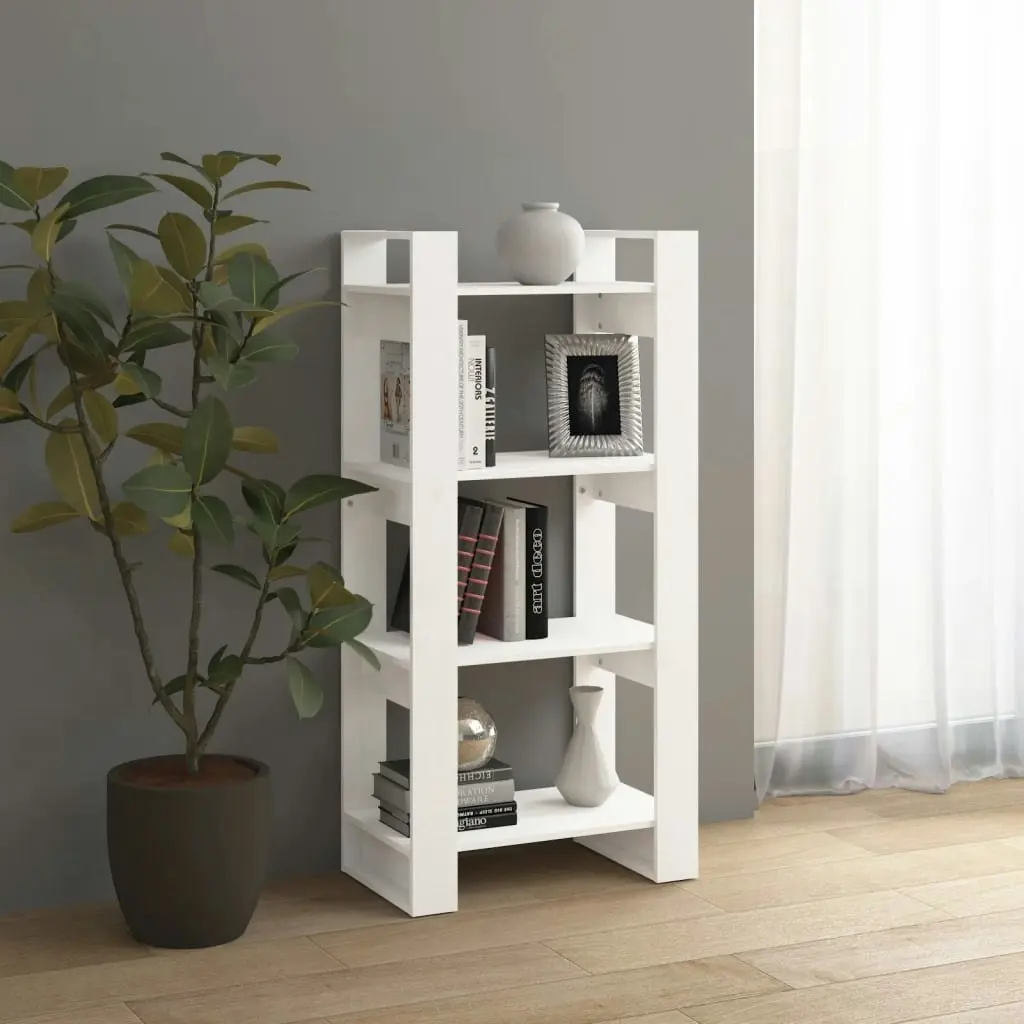 Book Cabinet/Room Divider White 60x35x125 cm Solid Wood 813885