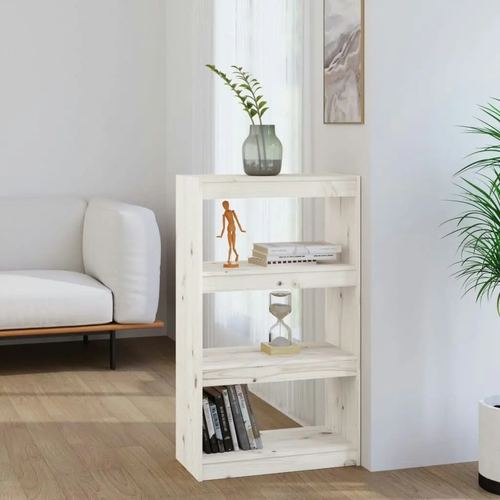 Book Cabinet/Room Divider White 60x30x103.5 cm Solid Wood Pine 808164