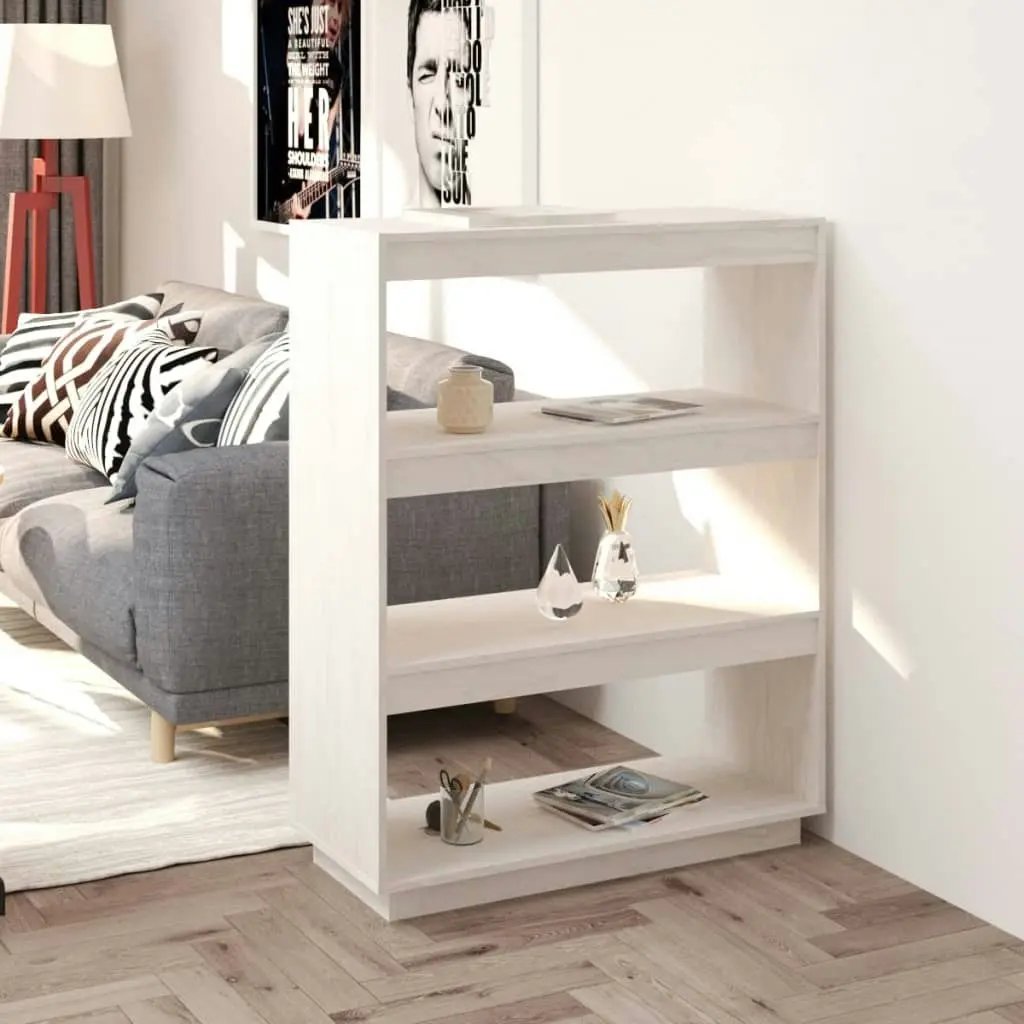 Book Cabinet/Room Divider White 80x35x103 cm Solid Pinewood 810885