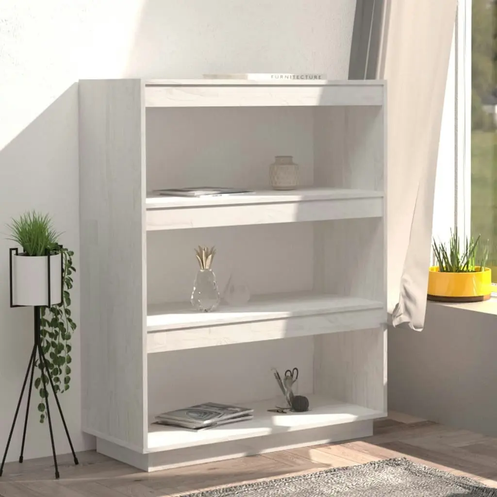 Book Cabinet/Room Divider White 80x35x103 cm Solid Pinewood 810885