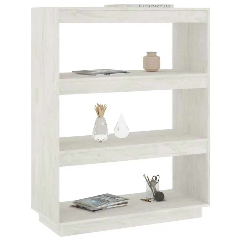 Book Cabinet/Room Divider White 80x35x103 cm Solid Pinewood 810885