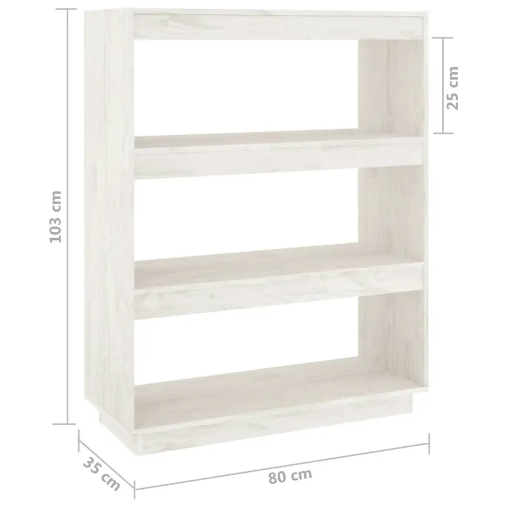 Book Cabinet/Room Divider White 80x35x103 cm Solid Pinewood 810885