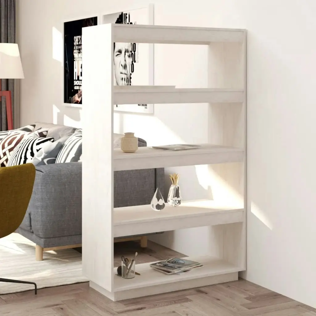 Book Cabinet/Room Divider White 80x35x135 cm Solid Pinewood 810890