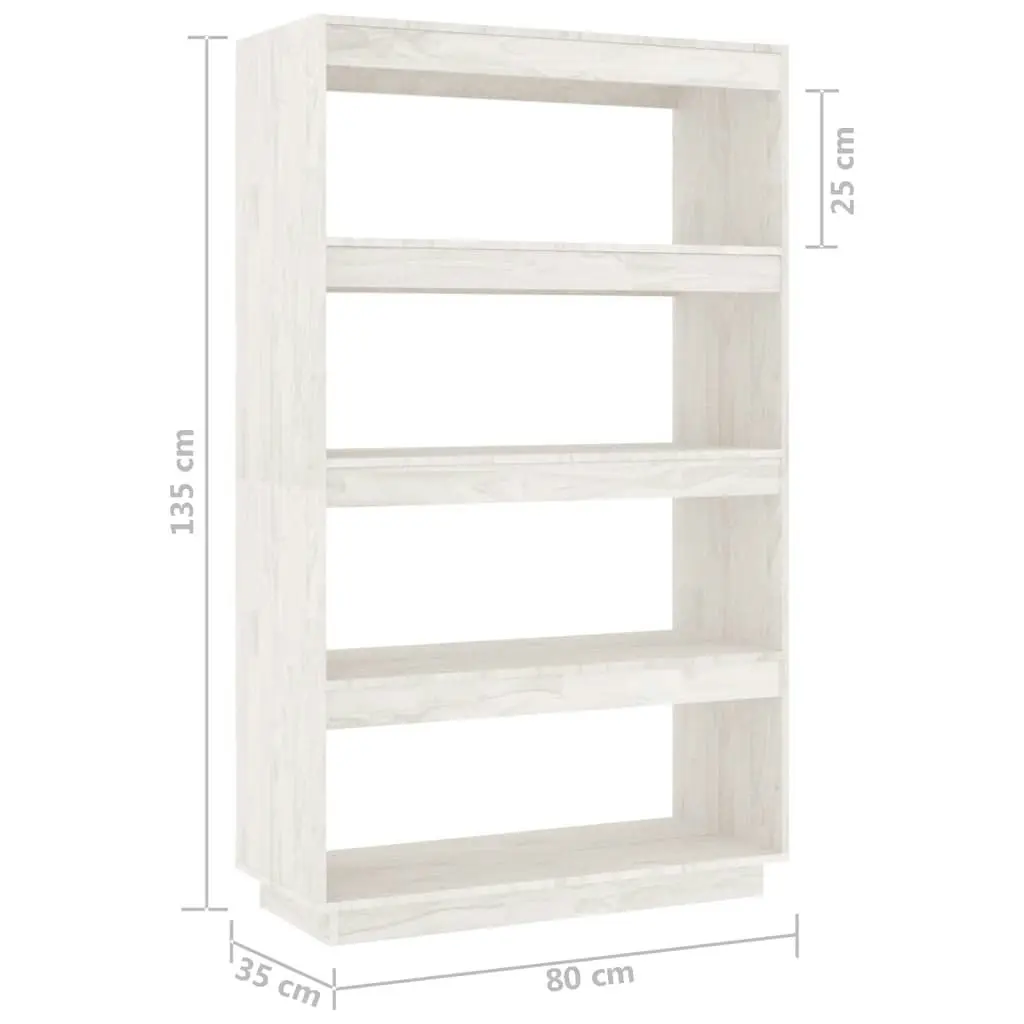 Book Cabinet/Room Divider White 80x35x135 cm Solid Pinewood 810890