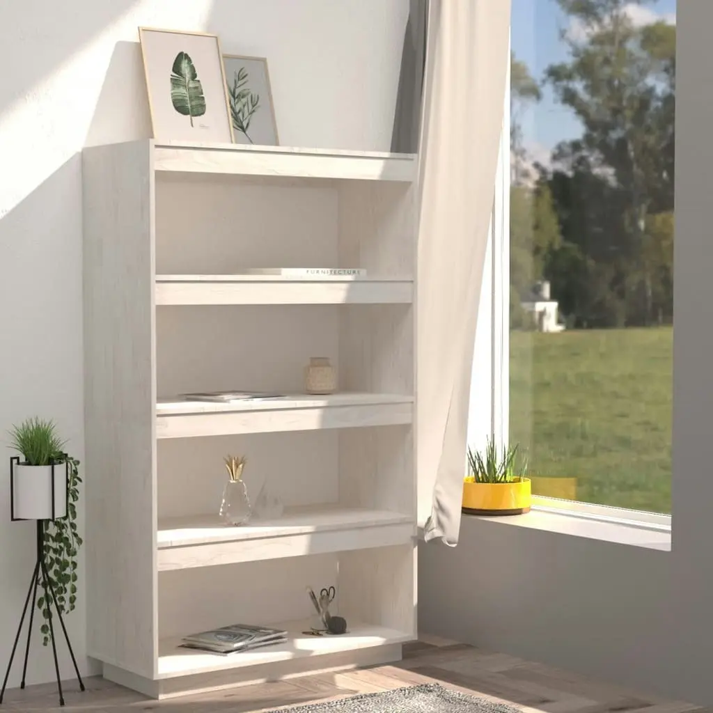 Book Cabinet/Room Divider White 80x35x135 cm Solid Pinewood 810890