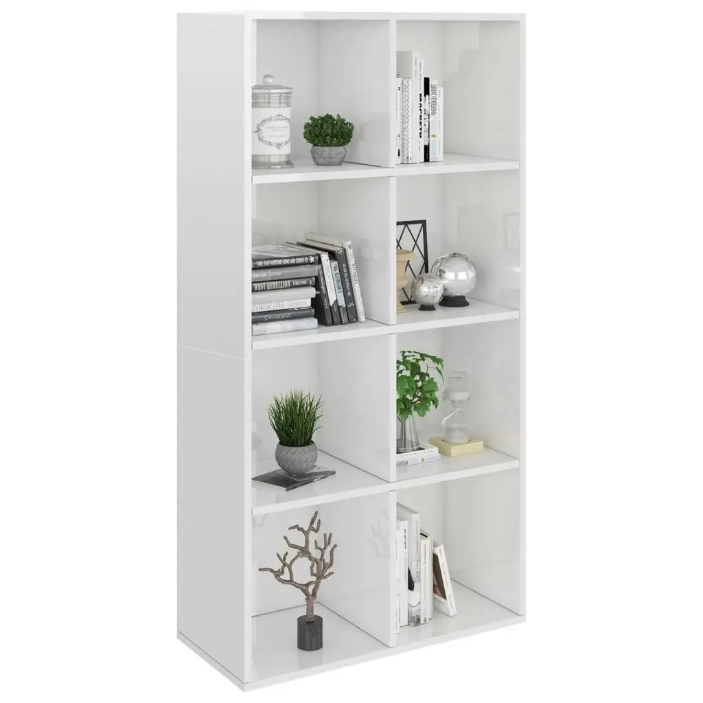 Book Cabinet/Sideboard High Gloss White 66x30x130 cm Engineered Wood 800159