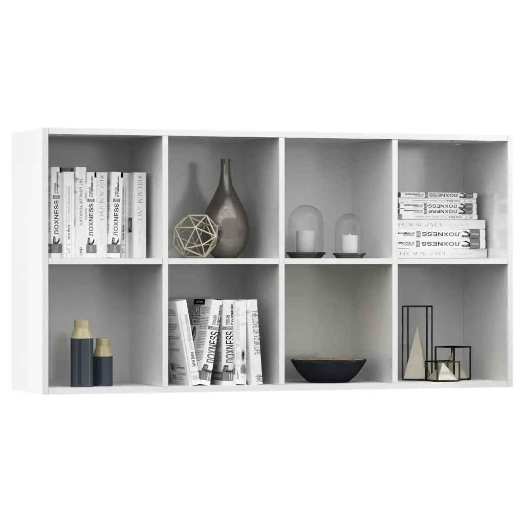 Book Cabinet/Sideboard High Gloss White 66x30x130 cm Engineered Wood 800159