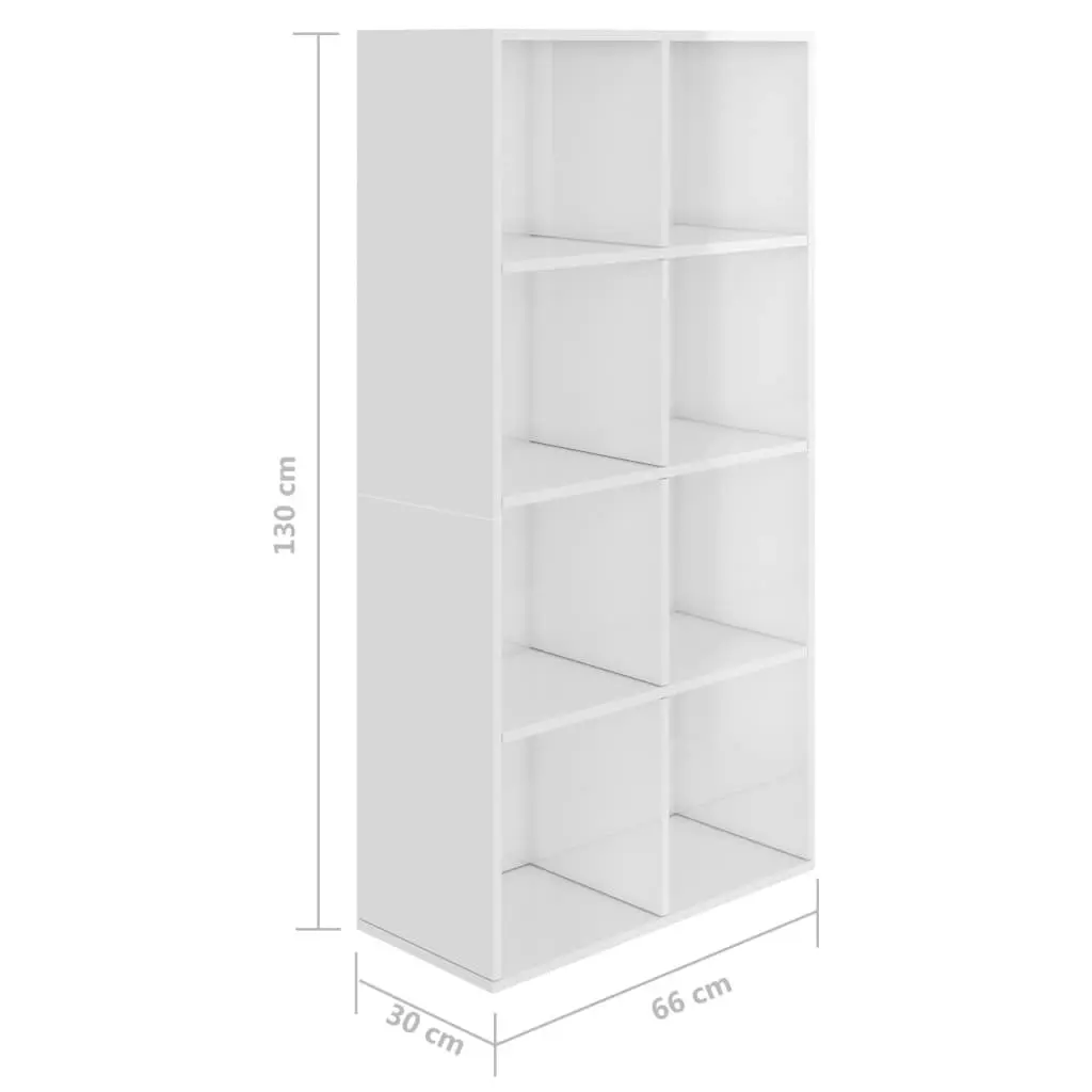 Book Cabinet/Sideboard High Gloss White 66x30x130 cm Engineered Wood 800159