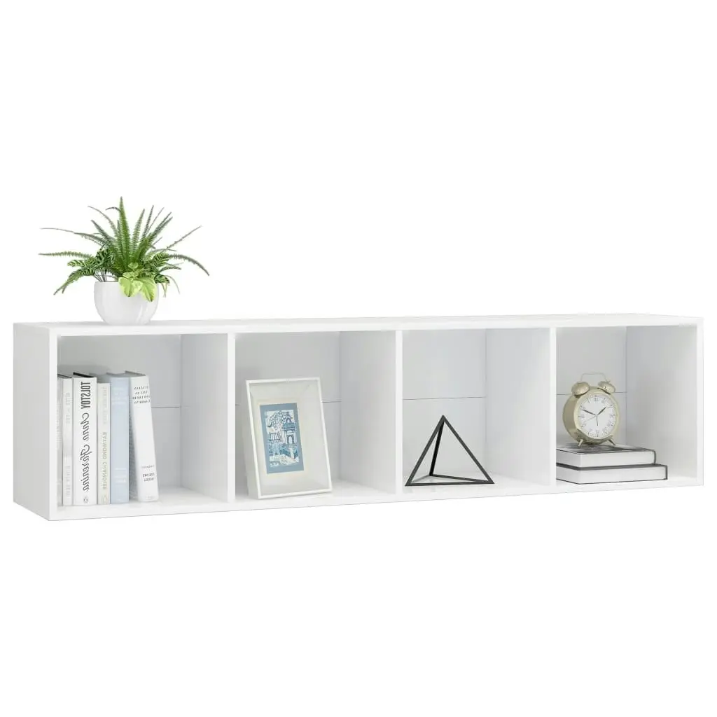 Book Cabinet/TV Cabinet High Gloss White 143x30x36 cm 800267