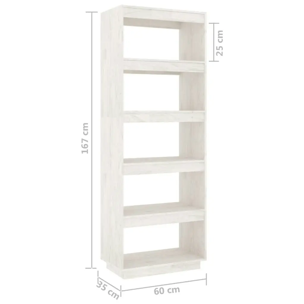 Book Cabinet/Room Divider White 60x35x167 cm Solid Pinewood 810875