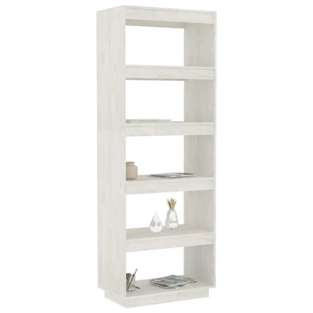 Book Cabinet/Room Divider White 60x35x167 cm Solid Pinewood 810875