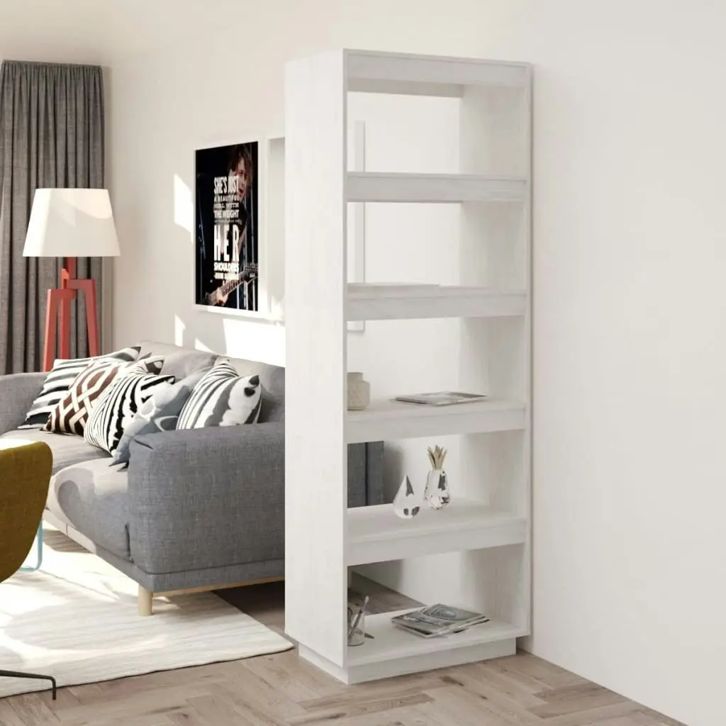 Book Cabinet/Room Divider White 60x35x167 cm Solid Pinewood 810875