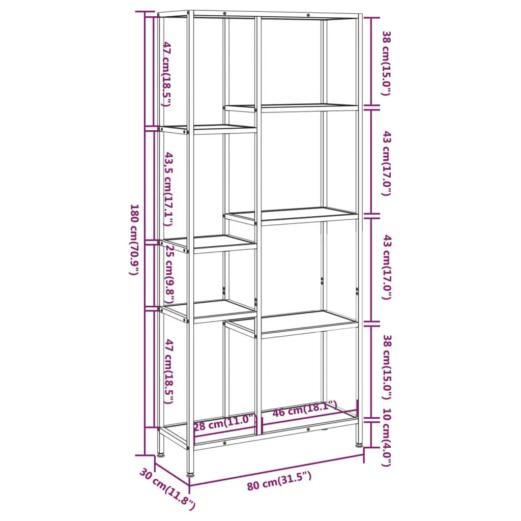 Book Shelf 80x30x180 cm Steel and Engineered Wood 336360