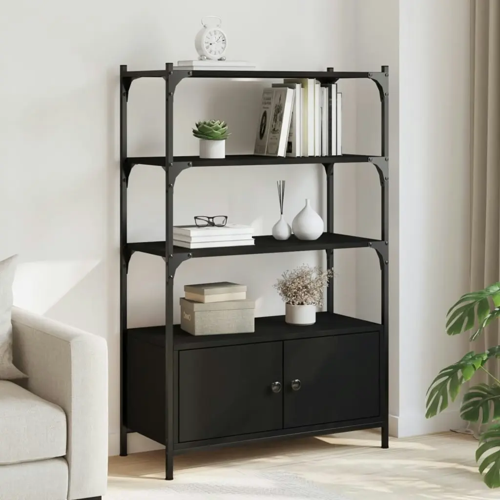 Bookcase 3-Tier Black 70x30x109.5 cm Engineered Wood 838993