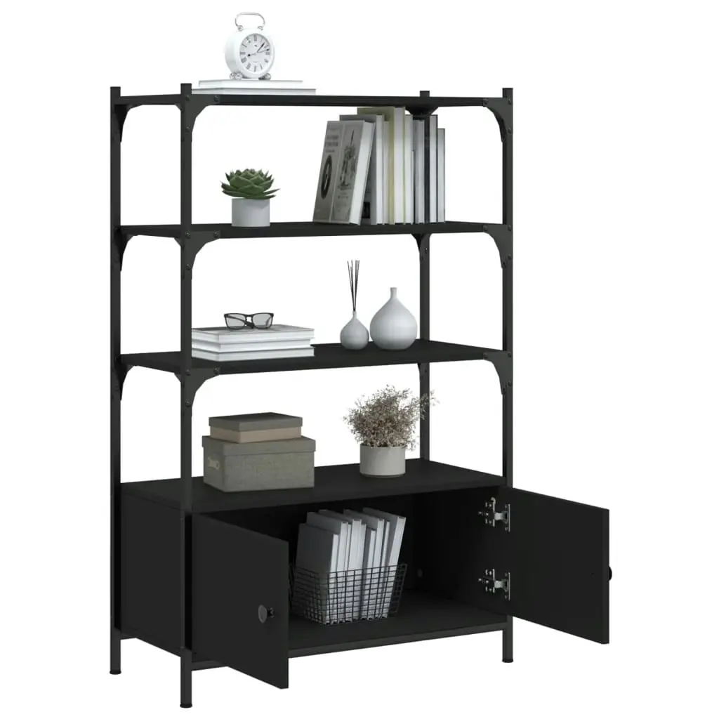 Bookcase 3-Tier Black 70x30x109.5 cm Engineered Wood 838993