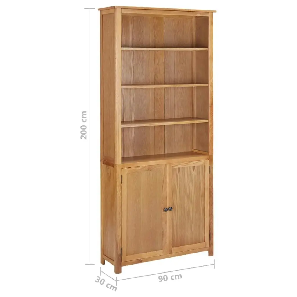 Bookcase with 2 Doors 90x30x200 cm Solid Oak Wood 289178