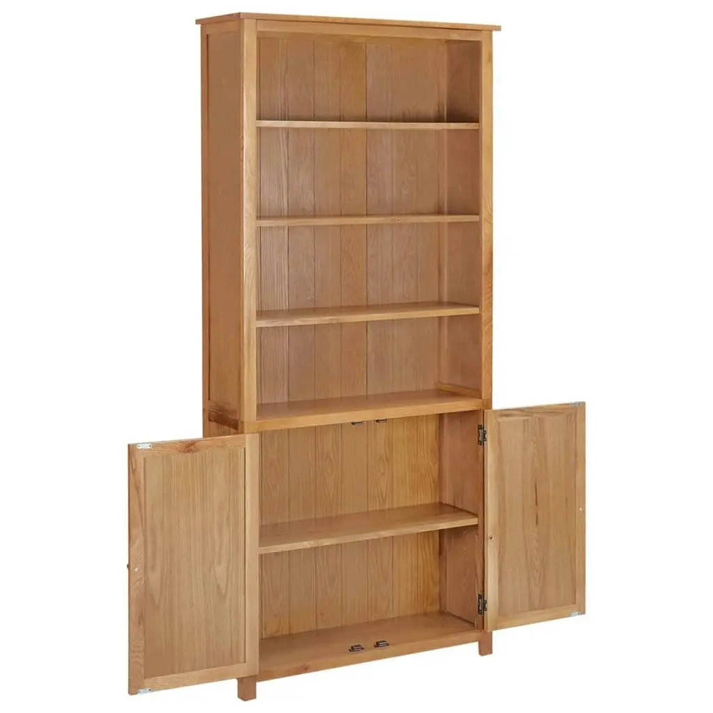 Bookcase with 2 Doors 90x30x200 cm Solid Oak Wood 289178