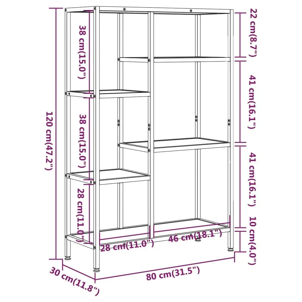 Book Shelf 80x30x120 cm Steel and Engineered Wood 336357