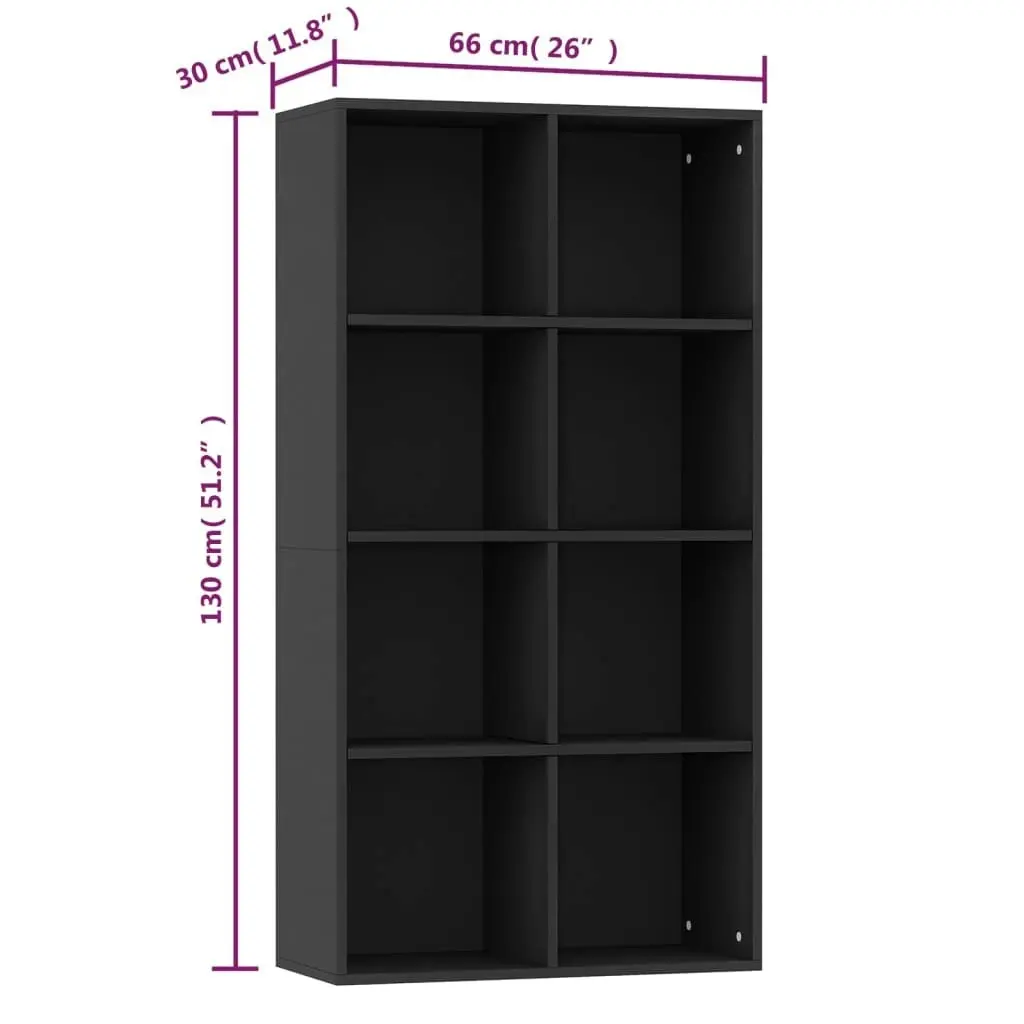 Book Cabinet/Sideboard Black 66x30x130 cm Engineered Wood 800154