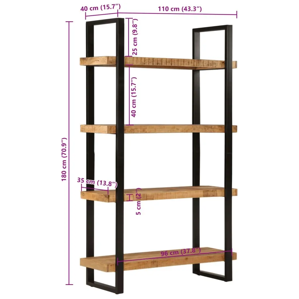 Bookcase 4-Tier 110x40x180 cm Solid Wood Mango and Iron 374959