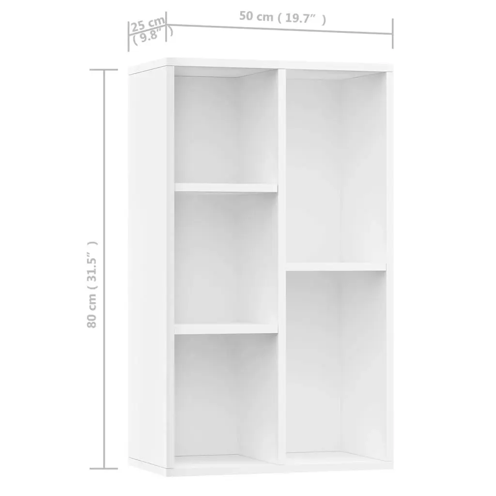 Book Cabinet/Sideboard White 50x25x80 cm Engineered Wood 800162